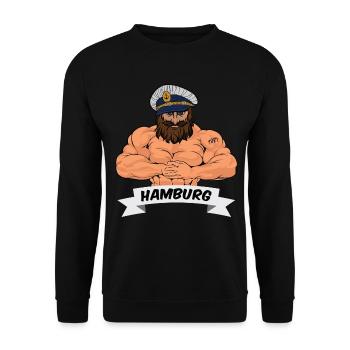 Hamburger Matrose - Unisex Pullover - Schwarz - Vorne - Alina (178cm) & Michal (187cm)