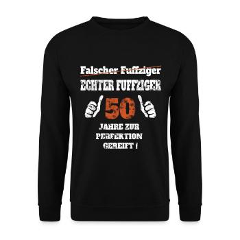 50 Geburtstag Mann 1970 Geschenk - Unisex Pullover - Schwarz - Vorne - Alina (178cm) & Michal (187cm)