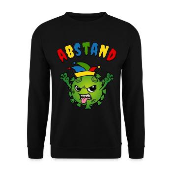 Fasching Karneval Corona Virus Narrenkappe Abstand - Unisex Pullover - Schwarz - Vorne - Alina (178cm) & Michal (187cm)