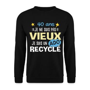 40 ans anniversaire papa fête des pères humour - Sweat-shirt Unisexe - noir - Devant - Alina (178cm) & Michal (187cm)
