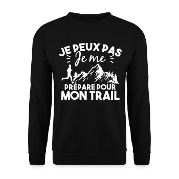 Je peux pas je me prépare pour mon trail - Sweat-shirt Unisexe - noir - Devant - Alina (178cm) & Michal (187cm)