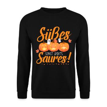 Trick or Treat/ Halloween Kids Motif - Unisex Sweatshirt - black - Front - Alina (178cm) & Michal (187cm)