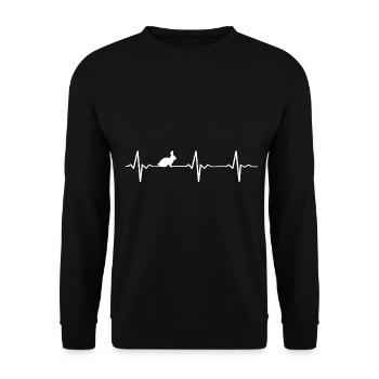 Rabbit Rabbit Rabbit Heartbeat - Unisex Sweatshirt - black - Front - Alina (178cm) & Michal (187cm)