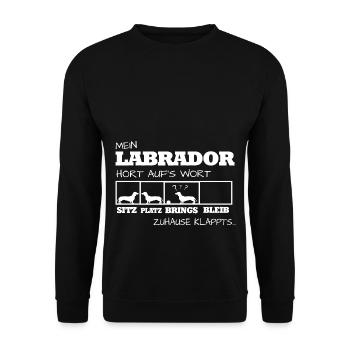 lustiger süßer Labrador Geschenk Hund Hunde - Unisex Pullover - Schwarz - Vorne - Alina (178cm) & Michal (187cm)