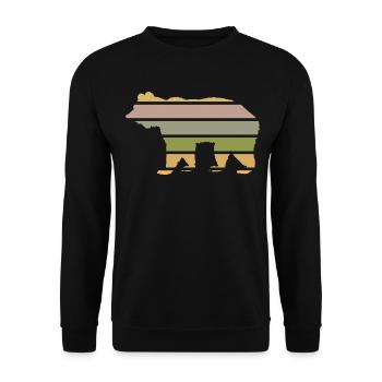 ours habitant de la forêt de la forêt ours brun-coucher de soleil - Sweat-shirt Unisexe - noir - Devant - Alina (178cm) & Michal (187cm)