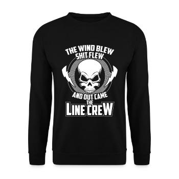 Lineman Netzelektriker Starkstromelektriker Blitz - Unisex Pullover - Schwarz - Vorne - Alina (178cm) & Michal (187cm)