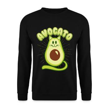 Avocato Avocado Katze Kätzchen Guacamole Geschenk - Unisex Pullover - Schwarz - Vorne - Alina (178cm) & Michal (187cm)