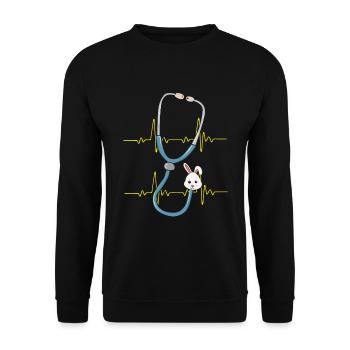 Nurse Doctor Female Doctor MFA Easter Stethoscope - Unisex Sweatshirt - black - Front - Alina (178cm) & Michal (187cm)