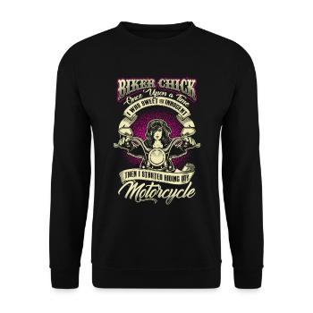 Biker Biker Motorcycle Motorcyclist Chick Woman - Unisex Sweatshirt - black - Front - Alina (178cm) & Michal (187cm)