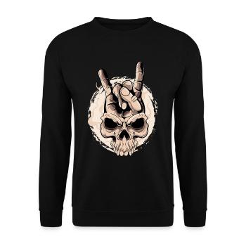 Crâne de doigt de rocker rocker métal lourd - Sweat-shirt Unisexe - noir - Devant - Alina (178cm) & Michal (187cm)