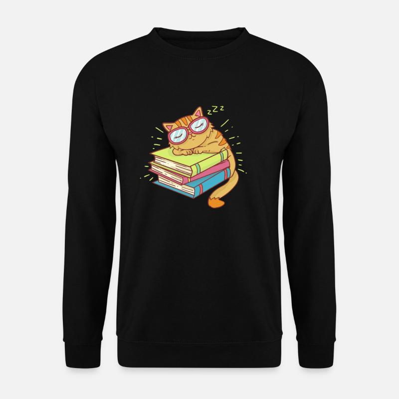 Buch Bücher lesen Leseratte Katze Kätzchen - Unisex Pullover - Schwarz