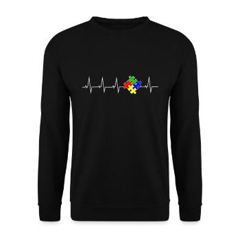 Autist Autisten Autismus Asperger Herzschlag - Unisex Pullover - Schwarz - Vorne - Alina (178cm) & Michal (187cm)