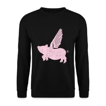 Cochon volant cochon chanceux ailes - Sweat-shirt Unisexe - noir - Devant - Alina (178cm) & Michal (187cm)