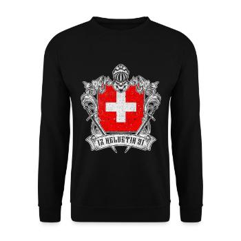Switzerland Helvetia Patriot Swiss Cross Knight - Unisex Sweatshirt - black - Front - Alina (178cm) & Michal (187cm)