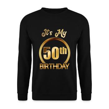 50th birthday 50 years Happy Birthday gift - Unisex Sweatshirt - black - Front - Alina (178cm) & Michal (187cm)