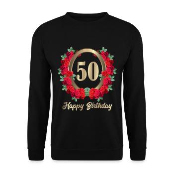 50ème anniversaire 50 ans anniversaire fleurs de roses - Sweat-shirt Unisexe - noir - Devant - Alina (178cm) & Michal (187cm)
