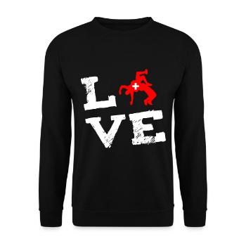 Schweiz LOVE Liebe Schwingen Schwinger - Unisex Pullover - Schwarz - Vorne - Alina (178cm) & Michal (187cm)