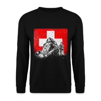 Schweiz Schweizer Alphorn Musik Matterhorn - Unisex Pullover - Schwarz - Vorne - Alina (178cm) & Michal (187cm)