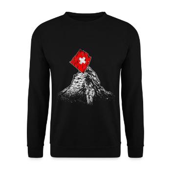 Schweiz Fahnenschwingen Matterhorn Berge - Unisex Pullover - Schwarz - Vorne - Alina (178cm) & Michal (187cm)