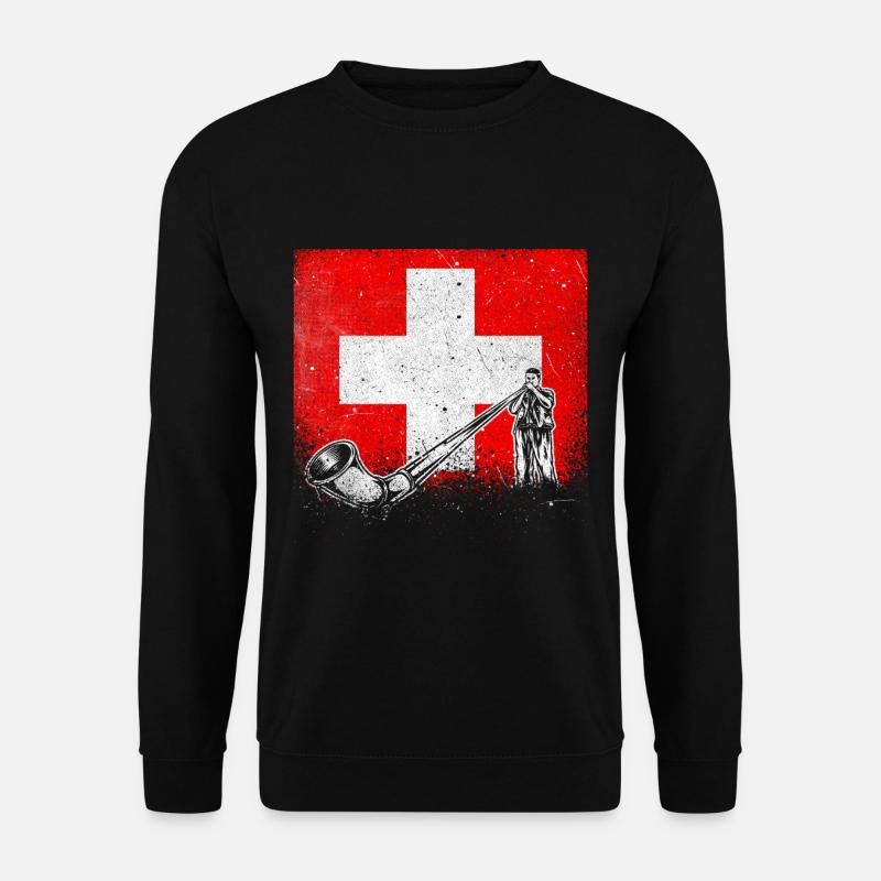Schweiz Schweizer Alphorn Musik - Unisex Pullover - Schwarz