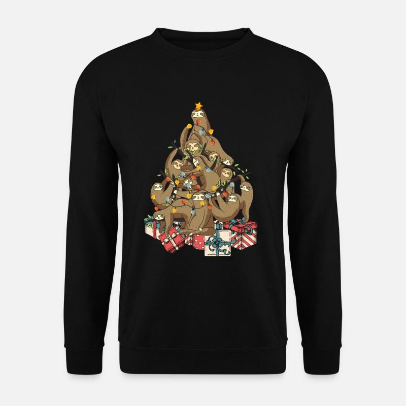 Faultier Sloth Weihnachten Weihnachtsbaum - Unisex Pullover - Schwarz