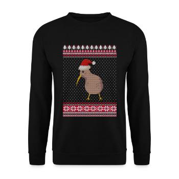Neuseeland Kiwi Santa Weihnachten Geschenk - Unisex Pullover - Schwarz - Vorne - Alina (178cm) & Michal (187cm)
