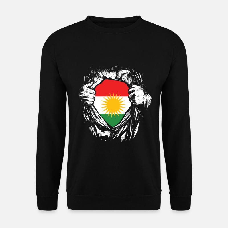 Kurde Kurden Kurdistan Flagge Fahne Held Superheld - Unisex Pullover - Schwarz