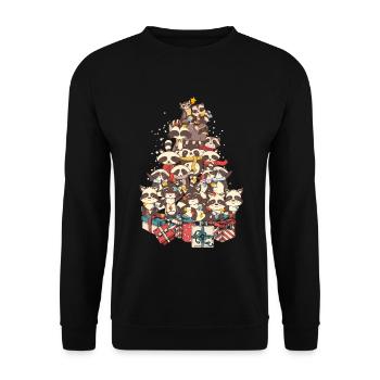 Waschbär Waschbären Weihnachten Weihnachtsbaum - Unisex Pullover - Schwarz - Vorne - Alina (178cm) & Michal (187cm)