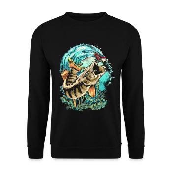 Pike fish fishing angler fish predatory fish - Unisex Sweatshirt - black - Front - Alina (178cm) & Michal (187cm)
