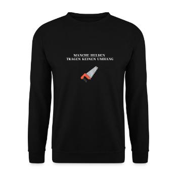 Handwerker Helden Säge Geschenkidee - Unisex Pullover - Schwarz - Vorne - Alina (178cm) & Michal (187cm)