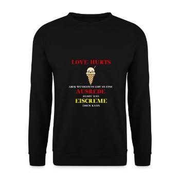 Eis Liebeskummer Eiscreme Geschenkidee lustig - Unisex Pullover - Schwarz - Vorne - Alina (178cm) & Michal (187cm)