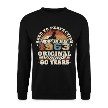 April 1963 - 60 years old - 60th birthday - Unisex Sweatshirt - black - Front - Alina (178cm) & Michal (187cm)