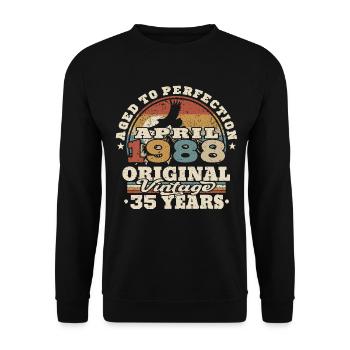 April 1988 - 35 Jahre alt - 35. Geburtstag - Unisex Pullover - Schwarz - Vorne - Alina (178cm) & Michal (187cm)