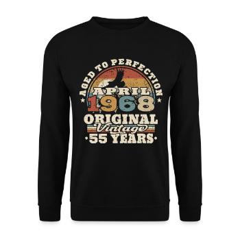 April 1968 - 55 Jahre alt - 55. Geburtstag - Unisex Pullover - Schwarz - Vorne - Alina (178cm) & Michal (187cm)