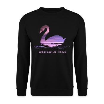 Cygnes cygnes au coucher du soleil Cygne amoureux de l’étang - Sweat-shirt Unisexe - noir - Devant - Alina (178cm) & Michal (187cm)