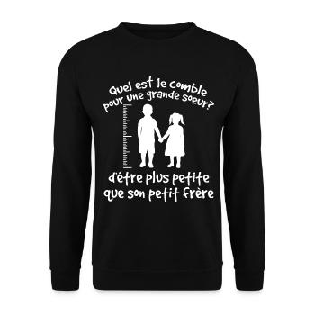 Quel Est Le Comble Pour Une Grande Soeur - Sweat-shirt Unisexe - noir - Devant - Alina (178cm) & Michal (187cm)