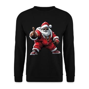 Hip Hop Weihnachten / Rap Weihnachtsmann - Unisex Pullover - Schwarz - Vorne - Alina (178cm) & Michal (187cm)