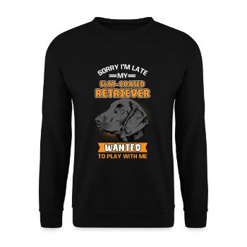 Flat Coated Retriever - Unisex Pullover - Schwarz - Vorne - Alina (178cm) & Michal (187cm)