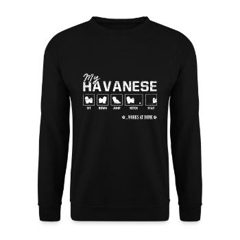 Havaneser Havanese - Unisex Pullover - Schwarz - Vorne - Alina (178cm) & Michal (187cm)