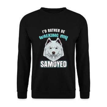 Samojede Samoyed - Unisex Pullover - Schwarz - Vorne - Alina (178cm) & Michal (187cm)