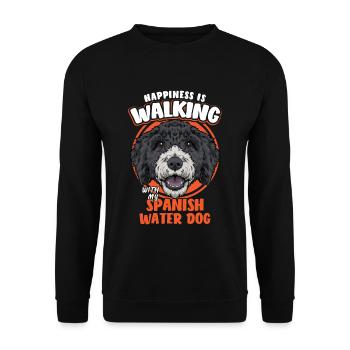 Le bonheur d'un chien d'eau espagnol marche - Sweat-shirt Unisexe - noir - Devant - Alina (178cm) & Michal (187cm)