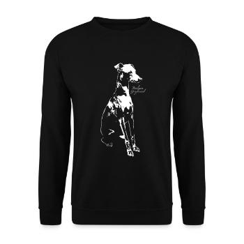 Italienischer Windhund - Unisex Pullover - Schwarz - Vorne - Alina (178cm) & Michal (187cm)