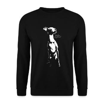 Italienischer Windhund - Unisex Pullover - Schwarz - Vorne - Alina (178cm) & Michal (187cm)