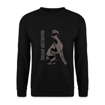 Italienischer Windhund - Unisex Pullover - Schwarz - Vorne - Alina (178cm) & Michal (187cm)