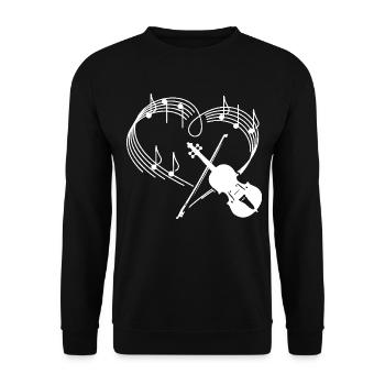 Violin Music Instrument Heartbeat Rhythm Tshirt - Unisex Pullover - Schwarz - Vorne - Alina (178cm) & Michal (187cm)