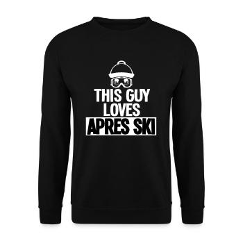 This Guy Loves Apres Ski - Unisex Sweatshirt - black - Front - Alina (178cm) & Michal (187cm)