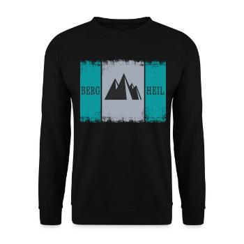bergsteiger klettern bergsteigergruß "berg heil" - Unisex Pullover - Schwarz - Vorne - Alina (178cm) & Michal (187cm)