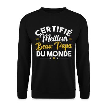 Certifié meilleur beau papa du monde - Sweat-shirt Unisexe - noir - Devant - Alina (178cm) & Michal (187cm)