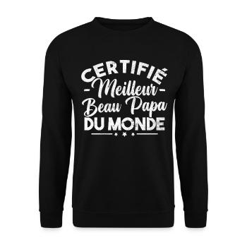 Certifié meilleur beau papa du monde - Sweat-shirt Unisexe - noir - Devant - Alina (178cm) & Michal (187cm)