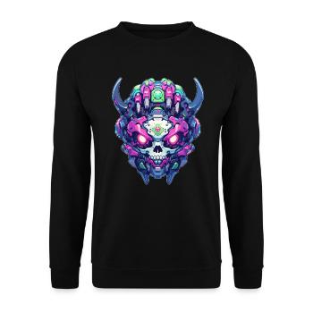 Skeletron Emblem - Unisex Pullover - Schwarz - Vorne - Alina (178cm) & Michal (187cm)